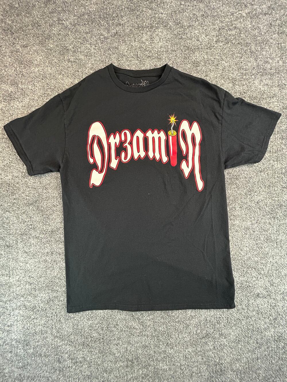 Dreamin Graphic T Shirt Black Streetwear Bomb Logo Adult Medium Goth Tee